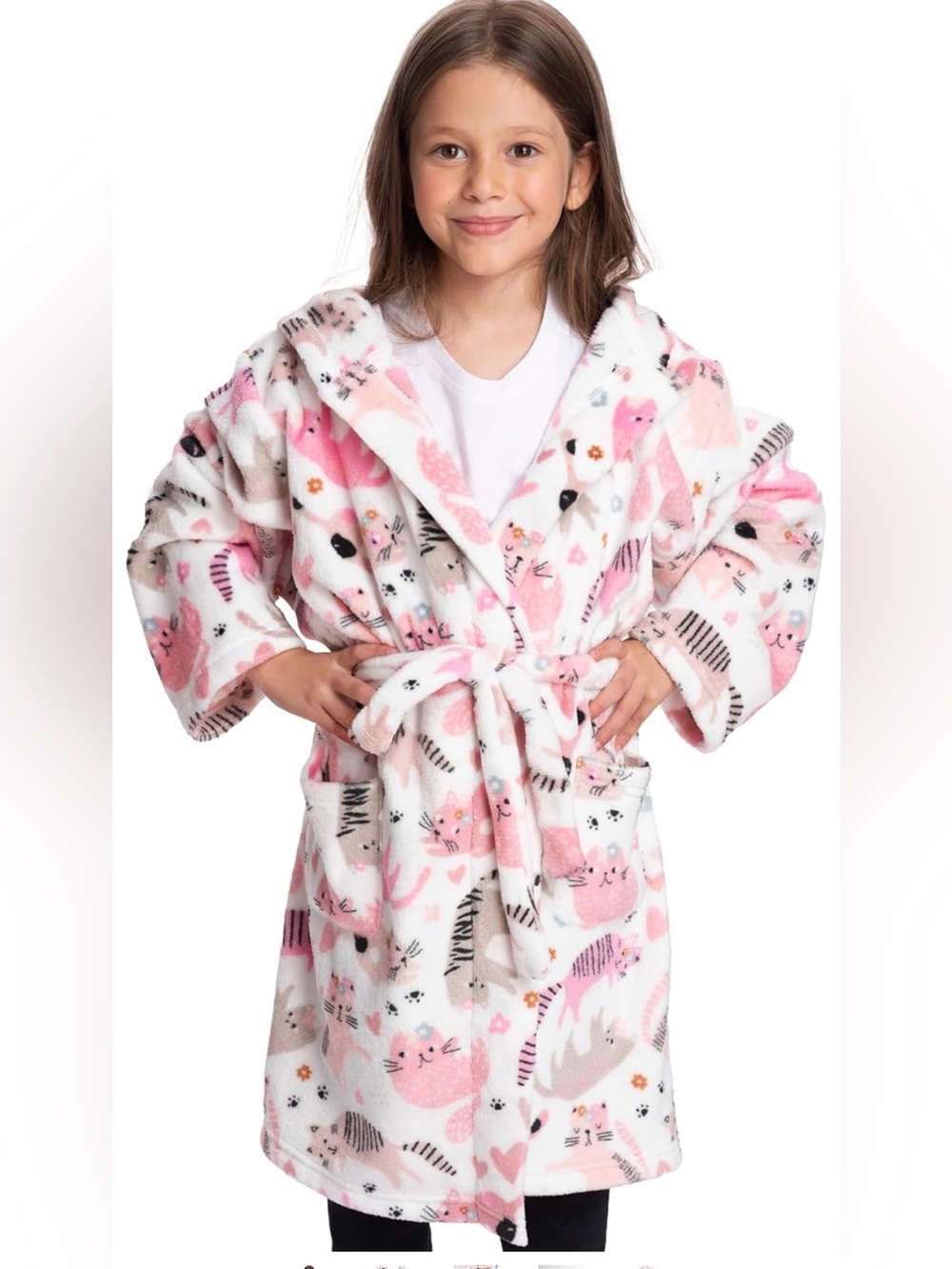 Mad Dog Fleece Kids Robe, Hooded Long Bathrobe, Plush Boys Girls Children 11-12Y